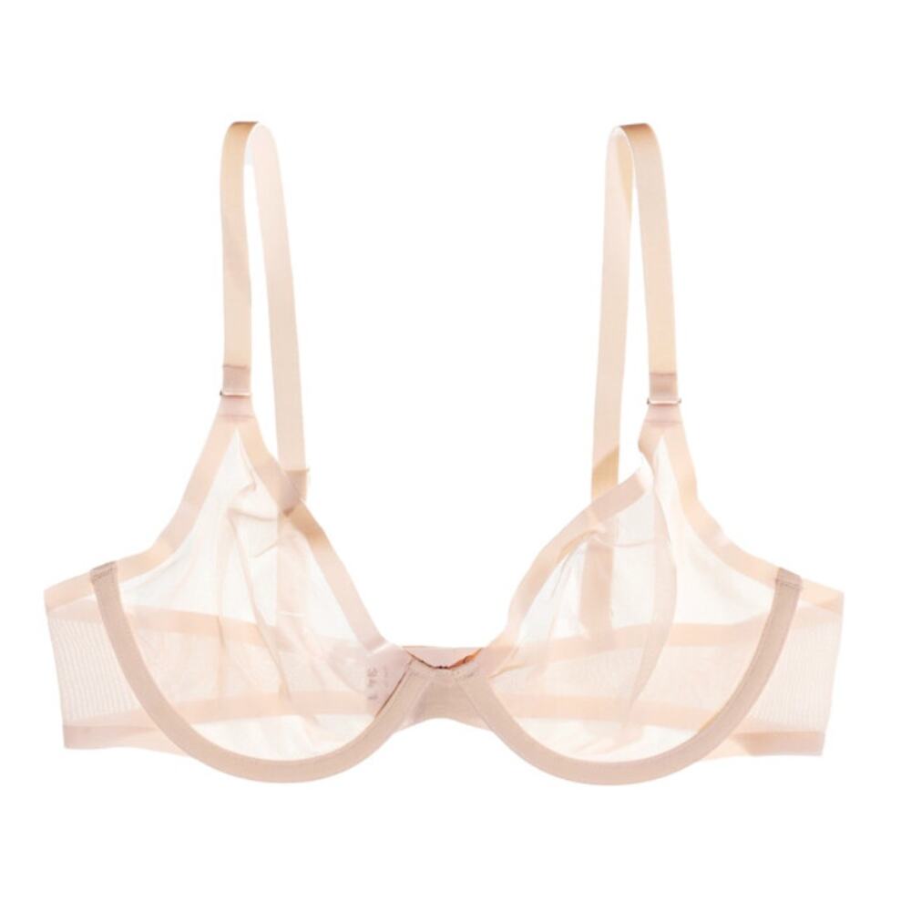 CUUP cream unlined mesh plunge bra